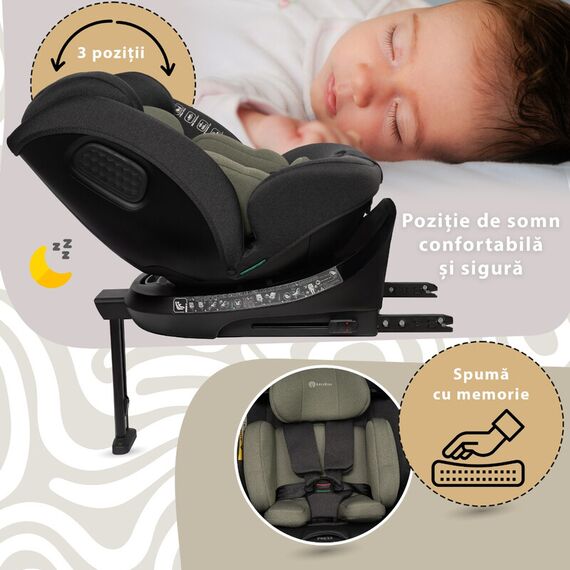 Scaun auto Appekids, I-SIZE, 40-150 cm, Rear Facing 360°, Pro Confort - Green, Culoare: Verde inchis, Grupa: 0-36kg (0 luni - 12 ani) - poza 3 - ExclusivMAG.ro
