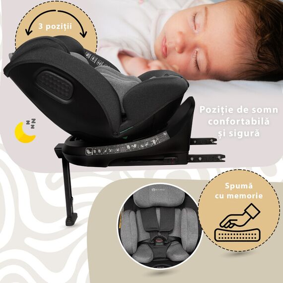 Scaun auto Appekids, I-SIZE, 40-150 cm, Rear Facing 360°, Pro Confort - Grey, Culoare: Gri/Negru, Grupa: 0-36kg (0 luni - 12 ani) - poza 3 - ExclusivMAG.ro