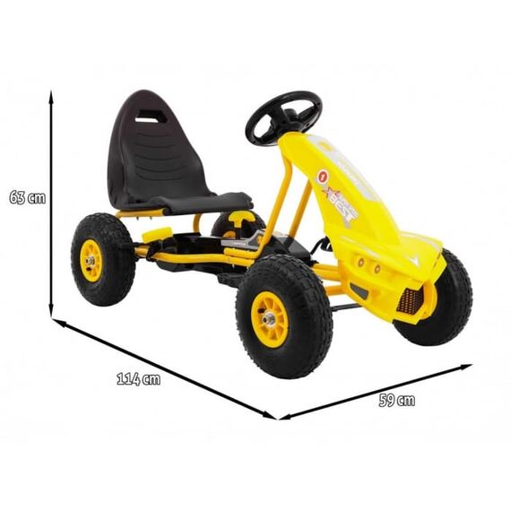 Kart cu pedale si roti gonflabile, varsta 3 ani+, 114x59x63 cm, Gokart CHAMPION - Galben, Culoare: Galben - poza 2 - ExclusivMAG.ro