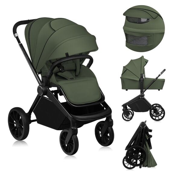 Carucior 2 in 1 Lionelo Mika Plus Pana la 22 kg - Verde, Culoare: Verde, Model: 2 in 1 - poza 2 - ExclusivMAG.ro