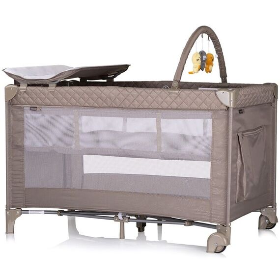 Patut pliabil cu saltea de infasat Chipolino Luna tiramisu, Culoare: Crem, Dimensiuni: 120x60 - poza 2 - ExclusivMAG.ro