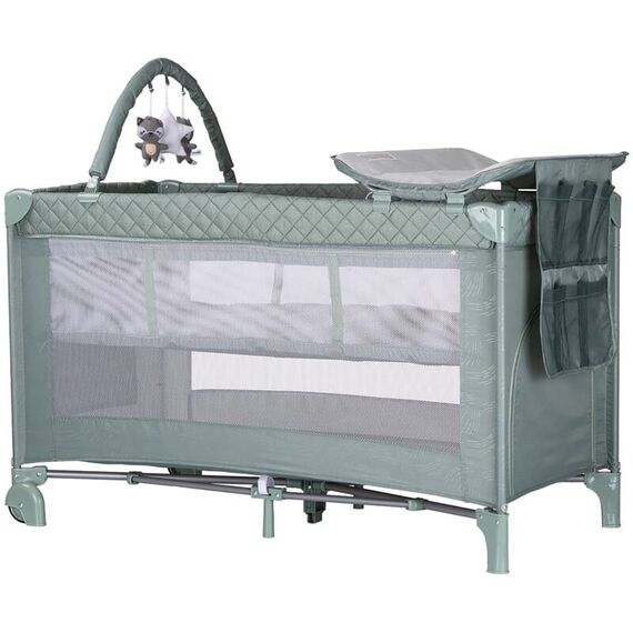 Patut pliabil cu saltea de infasat Chipolino Luna basil, Culoare: Verde, Dimensiuni: 120x60  - ExclusivMAG.ro