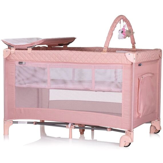 Patut pliabil cu saltea de infasat Chipolino Luna pink marshmallow, Culoare: Roz, Dimensiuni: 120x60 - poza 2 - ExclusivMAG.ro