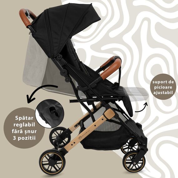 Carucior Sport AppeKids Travel, Ultracompact, Tip Troller - Black, Culoare: Negru, Model: sport - poza 5 - ExclusivMAG.ro