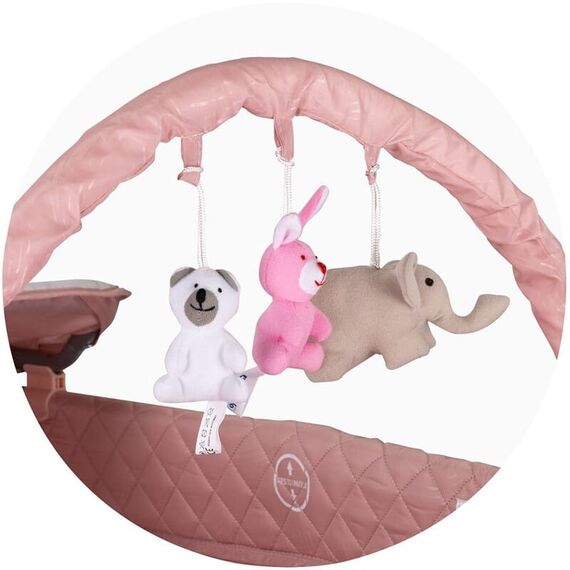 Patut pliabil cu saltea de infasat Chipolino Luna pink marshmallow, Culoare: Roz, Dimensiuni: 120x60 - poza 3 - ExclusivMAG.ro