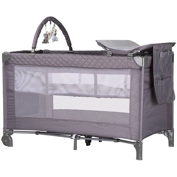 Patut pliabil cu saltea de infasat Chipolino Luna cloud, Culoare: Gri, Dimensiuni: 120x60  - ExclusivMAG.ro