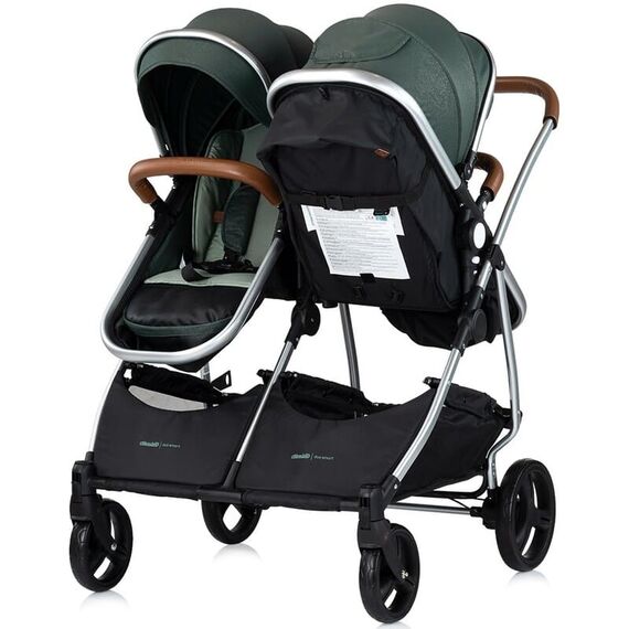 Carucior gemeni Chipolino Duo Smart 3 in 1 basil, Culoare: Verde, Model: gemeni - poza 5 - ExclusivMAG.ro
