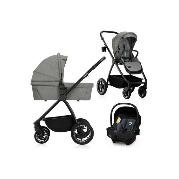 Carucior 3 in 1 Lionelo Meril - Gri, Culoare: Gri, Model: 3 in 1  - ExclusivMAG.ro