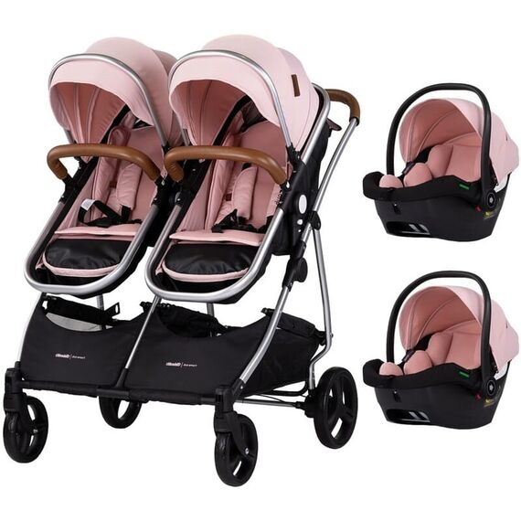 Carucior gemeni Chipolino Duo Smart 3 in 1 pink marshmallow, Culoare: Roz, Model: gemeni  - ExclusivMAG.ro
