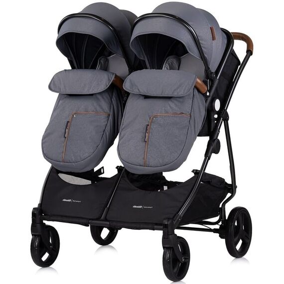 Carucior gemeni Chipolino Duo Smart 3 in 1 cloud, Culoare: Gri/Negru, Model: gemeni - poza 8 - ExclusivMAG.ro