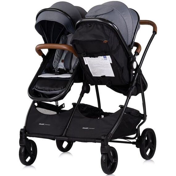 Carucior gemeni Chipolino Duo Smart 3 in 1 cloud, Culoare: Gri/Negru, Model: gemeni - poza 5 - ExclusivMAG.ro
