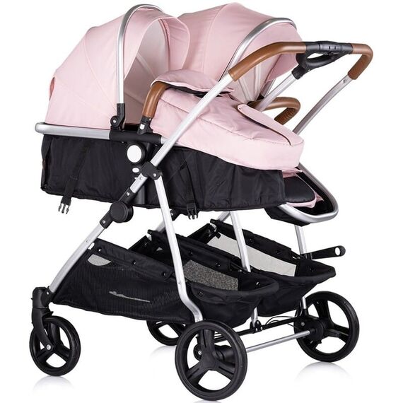 Carucior gemeni Chipolino Duo Smart 3 in 1 pink marshmallow, Culoare: Roz, Model: gemeni - poza 3 - ExclusivMAG.ro
