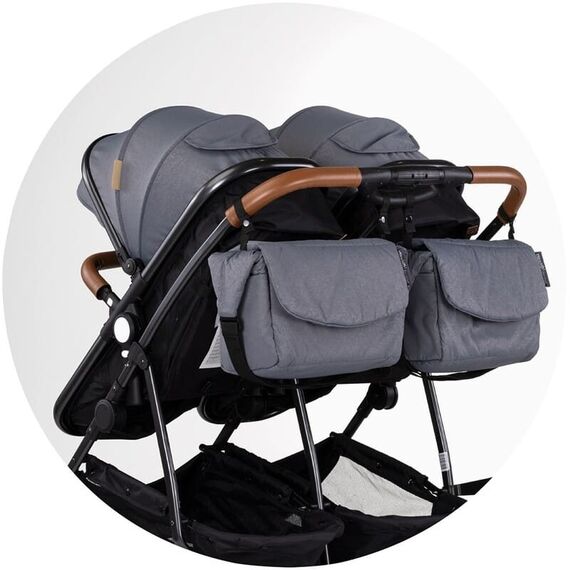 Carucior gemeni Chipolino Duo Smart 3 in 1 cloud, Culoare: Gri/Negru, Model: gemeni - poza 12 - ExclusivMAG.ro
