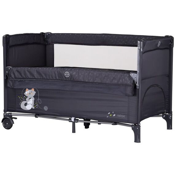 Patut pliabil Chipolino Relax anthracite cu laterala culisanta, Culoare: Negru, Dimensiuni: 120x60  - ExclusivMAG.ro