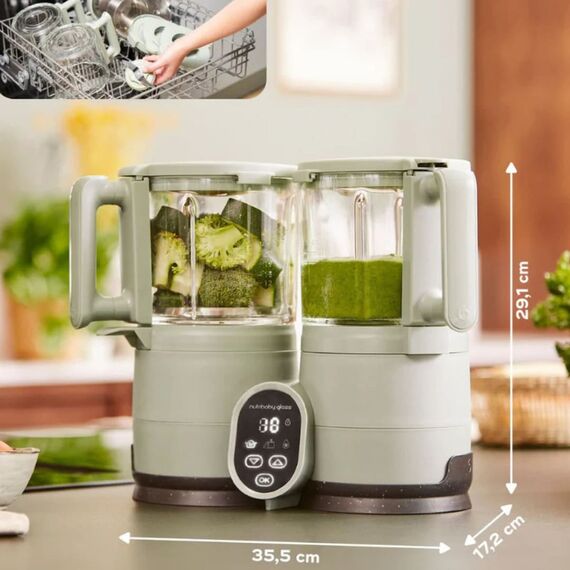 Robot multifunctional Babymoov Nutribaby Glass 4 in 1 din sticla si otel inoxidabil Celadon Green - poza 4 - ExclusivMAG.ro