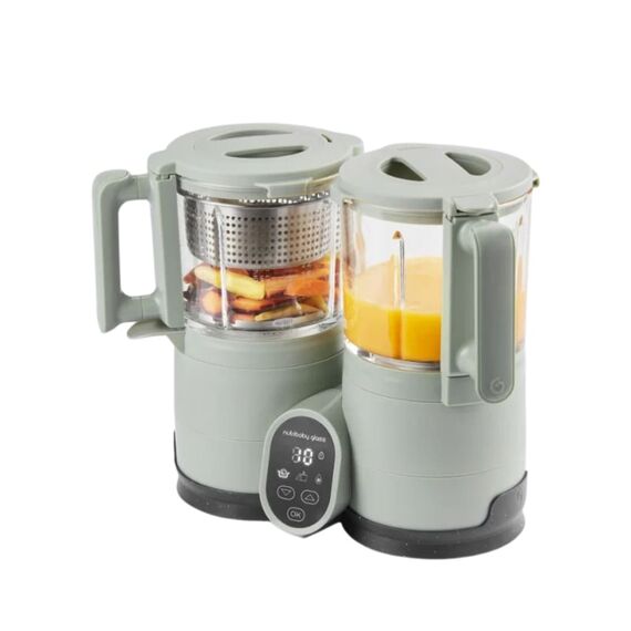 Robot multifunctional Babymoov Nutribaby Glass 4 in 1 din sticla si otel inoxidabil Celadon Green  - ExclusivMAG.ro