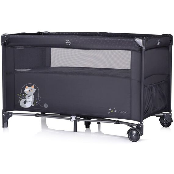Patut pliabil Chipolino Relax anthracite cu laterala culisanta, Culoare: Negru, Dimensiuni: 120x60 - poza 3 - ExclusivMAG.ro
