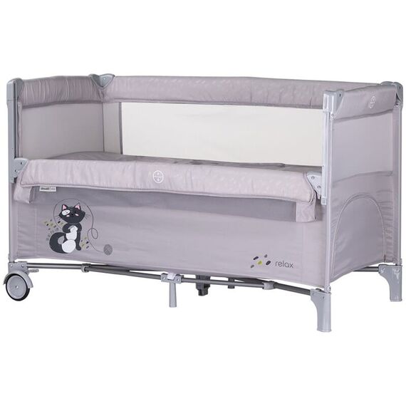 Patut pliabil Chipolino Relax cloud cu laterala culisanta, Culoare: Gri, Dimensiuni: 120x60  - ExclusivMAG.ro