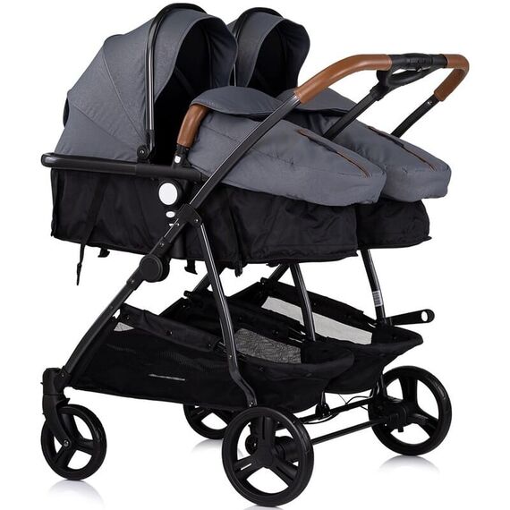Carucior gemeni Chipolino Duo Smart 3 in 1 cloud, Culoare: Gri/Negru, Model: gemeni - poza 2 - ExclusivMAG.ro