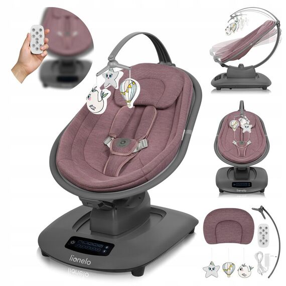 Balansoar si sezlong, Lionelo, Blossom, Cu telecomanda, Pana la 9 kg, Mov, Culoare: Mov - poza 3 - ExclusivMAG.ro