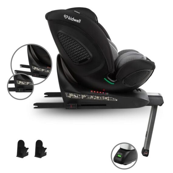 Scaun auto cu ISOFIX Kidwell GoCar, grupa 40-135 cm, i-Size, omologare R129 - Negru-Gri, Culoare: Gri/Negru, Grupa: 0-36kg (0 luni - 12 ani) - poza 5 - ExclusivMAG.ro