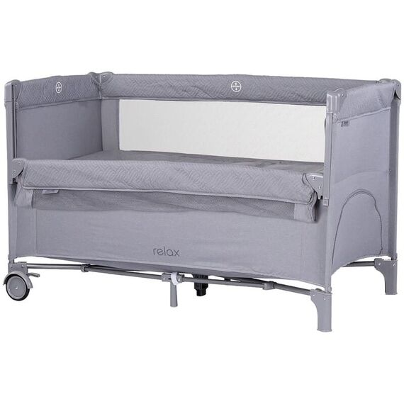 Patut pliabil Chipolino Relax cloud linen cu laterala culisanta, Culoare: Gri, Dimensiuni: 120x60  - ExclusivMAG.ro