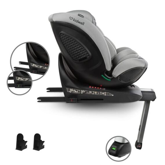 Scaun auto cu ISOFIX Kidwell GoCar, grupa 40-135 cm, i-Size, omologare R129 - Gri, Culoare: Gri, Grupa: 0-36kg (0 luni - 12 ani) - poza 8 - ExclusivMAG.ro