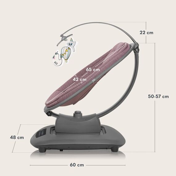 Balansoar si sezlong, Lionelo, Blossom, Cu telecomanda, Pana la 9 kg, Mov, Culoare: Mov - poza 8 - ExclusivMAG.ro