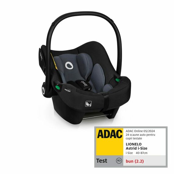 Scoică auto Lionelo Astrid i-Size - Negru/Gri, Culoare: Negru/Gri, Grupa: 0-13kg (0 luni - 12 luni)  - ExclusivMAG.ro