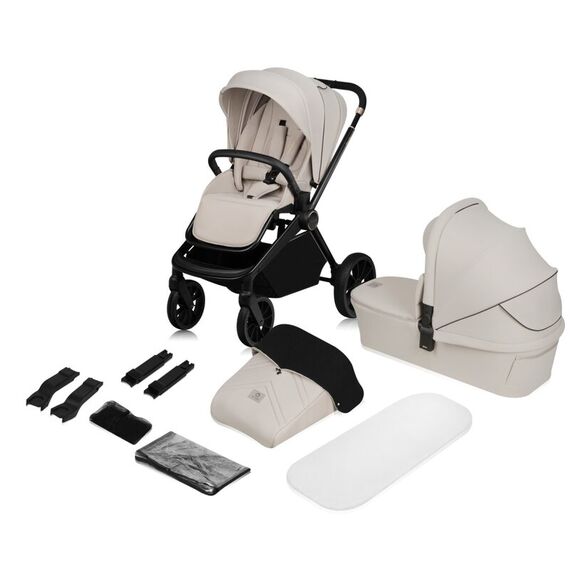 Carucior 2 in 1 Lionelo Mika Plus Pana la 22 kg - Bej, Culoare: Bej, Model: 2 in 1 - poza 2 - ExclusivMAG.ro