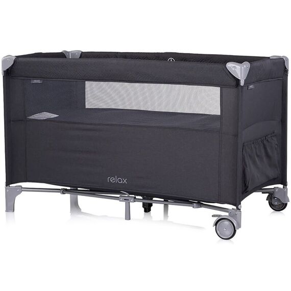 Patut pliabil Chipolino Relax anthracite linen cu laterala culisanta, Culoare: Negru, Dimensiuni: 120x60 - poza 3 - ExclusivMAG.ro