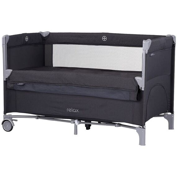 Patut pliabil Chipolino Relax anthracite linen cu laterala culisanta, Culoare: Negru, Dimensiuni: 120x60  - ExclusivMAG.ro