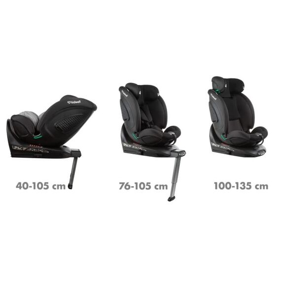 Scaun auto cu ISOFIX Kidwell GoCar, grupa 40-135 cm, i-Size, omologare R129 - Negru-Gri, Culoare: Gri/Negru, Grupa: 0-36kg (0 luni - 12 ani) - poza 4 - ExclusivMAG.ro
