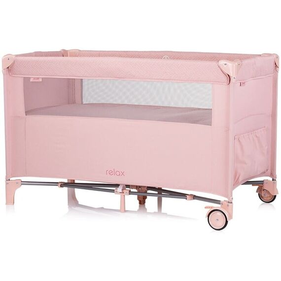 Patut pliabil Chipolino Relax pink marshmallow linen cu laterala culisanta, Culoare: Roz, Dimensiuni: 120x60 - poza 3 - ExclusivMAG.ro