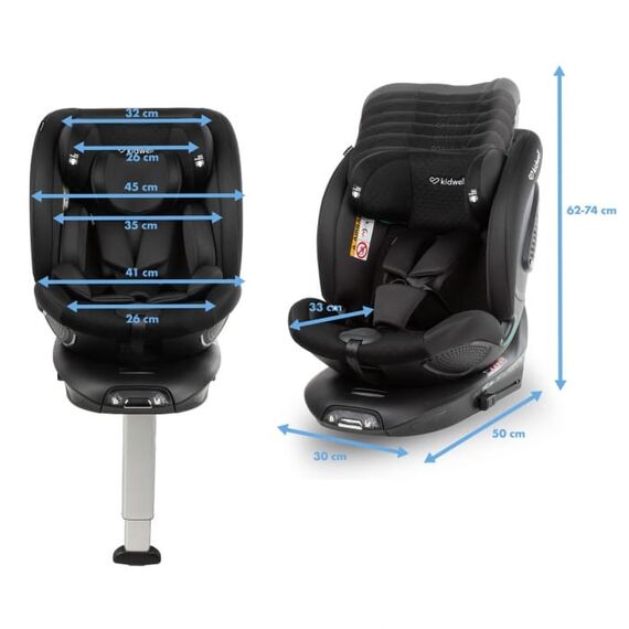 Scaun auto cu ISOFIX Kidwell GoCar, grupa 40-135 cm, i-Size, omologare R129 - Negru, Culoare: Negru, Grupa: 0-36kg (0 luni - 12 ani) - poza 11 - ExclusivMAG.ro