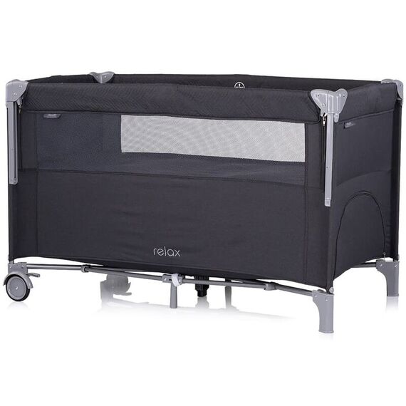 Patut pliabil Chipolino Relax anthracite linen cu laterala culisanta, Culoare: Negru, Dimensiuni: 120x60 - poza 2 - ExclusivMAG.ro