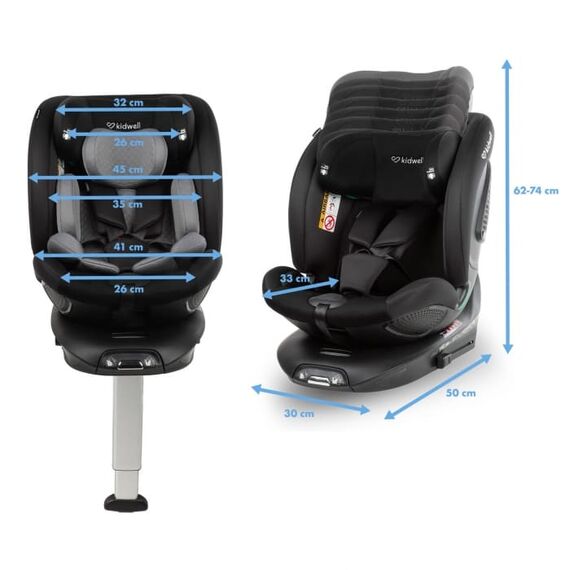 Scaun auto cu ISOFIX Kidwell GoCar, grupa 40-135 cm, i-Size, omologare R129 - Negru-Gri, Culoare: Gri/Negru, Grupa: 0-36kg (0 luni - 12 ani) - poza 6 - ExclusivMAG.ro