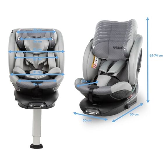 Scaun auto cu ISOFIX Kidwell GoCar, grupa 40-135 cm, i-Size, omologare R129 - Gri, Culoare: Gri, Grupa: 0-36kg (0 luni - 12 ani) - poza 6 - ExclusivMAG.ro