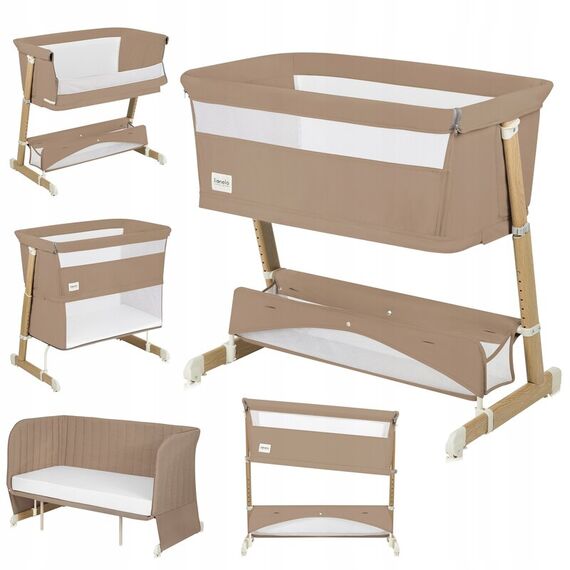 Patut co-sleeper, Lionelo, Thomi Plus, 5 in 1, Multifunctional, Maro, Culoare: Maro, Dimensiuni: 95x65 - poza 2 - ExclusivMAG.ro