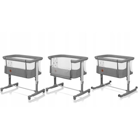 Patut co-sleeper, Lionelo, Aurora, 3 in 1, Cu leganare si setare unghiulara, Pana la 9 kg, 0 luni+, Gri, Culoare: Gri, Dimensiuni: 80x50 - poza 12 - ExclusivMAG.ro