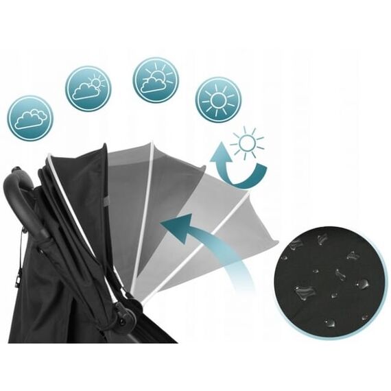 Carucior sport pentru copii, 78 x 33 x 104 cm, Nukido Paseo 716000 - Negru, Culoare: Negru, Model: sport - poza 3 - ExclusivMAG.ro