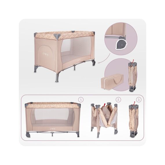Patut pliabil, 60x120 cm, Momi, Belove, Beige, Culoare: Crem, Dimensiuni: 120x60 - poza 4 - ExclusivMAG.ro