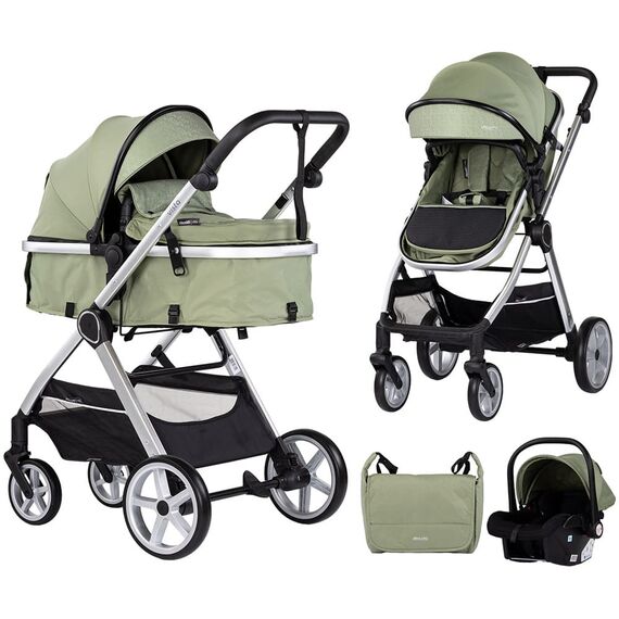 Carucior Chipolino Vista 3 in 1 basil, Culoare: Verde, Model: 3 in 1  - ExclusivMAG.ro