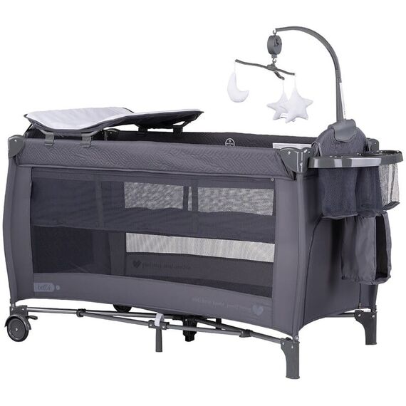 Patut pliabil Chipolino Bella anthracite, Culoare: Gri, Dimensiuni: 120x60  - ExclusivMAG.ro