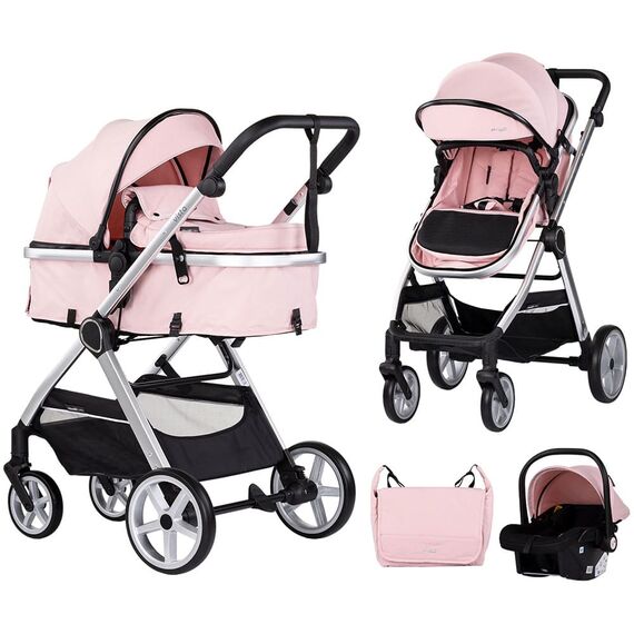 Carucior Chipolino Vista 3 in 1 pink marshmallow, Culoare: Roz, Model: 3 in 1  - ExclusivMAG.ro