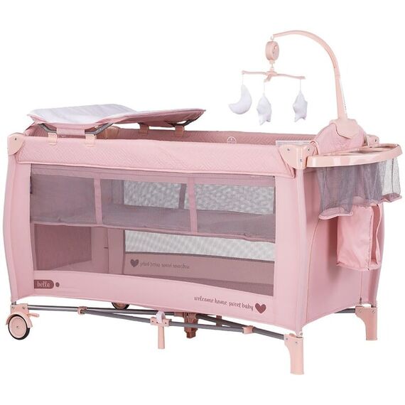 Patut pliabil Chipolino Bella pink marshmallow, Culoare: Roz, Dimensiuni: 120x60  - ExclusivMAG.ro