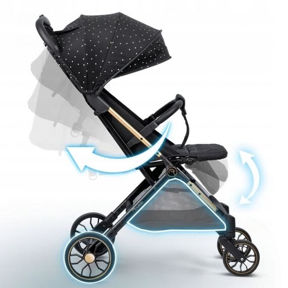 Carucior sport pentru copii, 78 x 33 x 104 cm, Nukido Paseo 716001 - Negru cu auriu, Culoare: Negru/Auriu, Model: sport - poza 2 - ExclusivMAG.ro