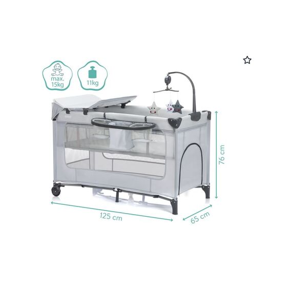 Patut pliabil Capri light grey Fillikid, Culoare: Gri, Dimensiuni: 120x60 - poza 14 - ExclusivMAG.ro