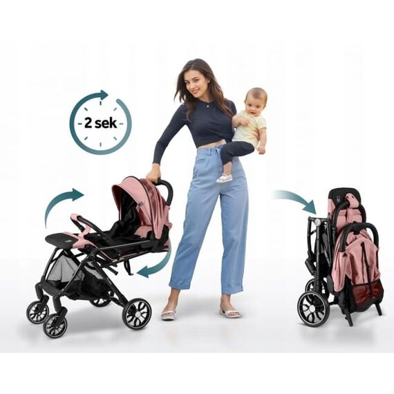 Carucior sport pentru copii, 78 x 33 x 104 cm, Nukido Paseo 716004 - Roz, Culoare: Roz, Model: sport - poza 5 - ExclusivMAG.ro