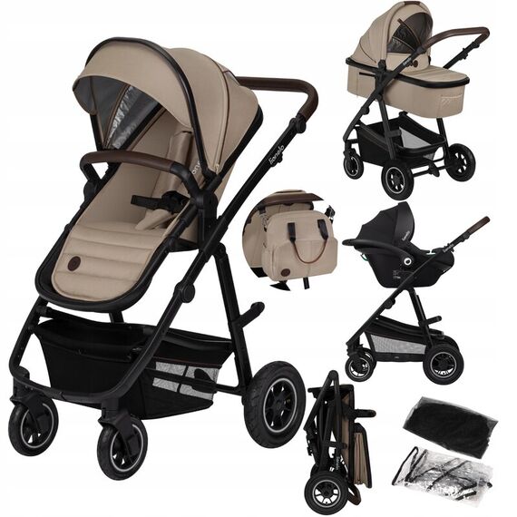 Carucior 3 in 1 Lionelo Amber - Bej, Culoare: Bej, Model: 3 in 1 - poza 2 - ExclusivMAG.ro